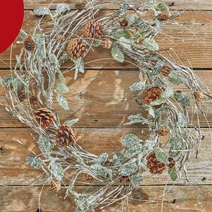 Frosted Birch Pinecone Holiday Wreath